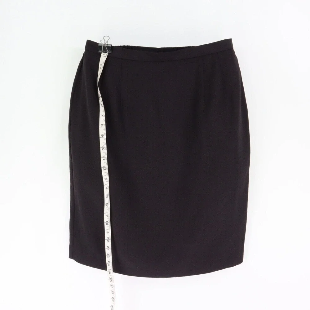 Knee Length Black Skirt Lined Straight‎ Womens Size 14 Stretch Waist Plaza South